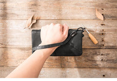 Cool Black Leather Mens Long Wallet Zipper Clutch Wallet Long Wallet Phone Bag Wristlet Wallet for Men - imessengerbags