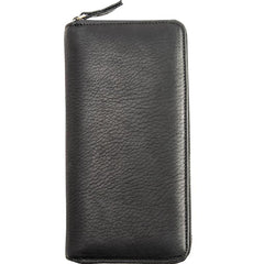Cool Black Leather Mens Zipper Clutch Wallet Long Wallet Black Cell Phone Long Wallet for Men - imessengerbags