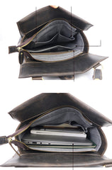 Cool Black Leather Mens Travel Backpack Work Handbag 14 inches Work Backpack For Men - imessengerbags