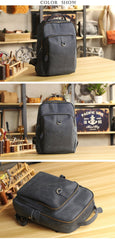 Cool Camel Leather Mens Travel Black Backpack Work 14 inches Brown Work Backpack For Men - imessengerbags