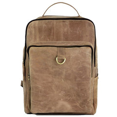 Cool Camel Leather Mens Travel Black Backpack Work 14 inches Brown Work Backpack For Men - imessengerbags