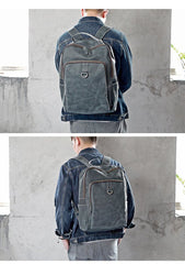 Cool Camel Leather Mens Travel Black Backpack Work 14 inches Brown Work Backpack For Men - imessengerbags