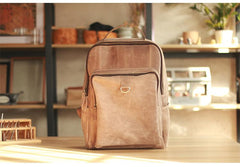 Cool Camel Leather Mens Travel Black Backpack Work 14 inches Brown Work Backpack For Men - imessengerbags