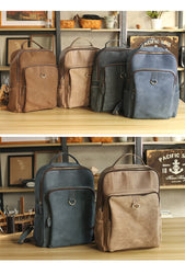 Cool Camel Leather Mens Travel Black Backpack Work 14 inches Brown Work Backpack For Men - imessengerbags