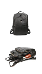 Cool Camel Leather Mens Travel Black Backpack Work 14 inches Brown Work Backpack For Men - imessengerbags