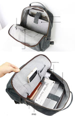 Cool Camel Leather Mens Travel Black Backpack Work 14 inches Brown Work Backpack For Men - imessengerbags