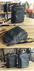 Cool Camel Leather Mens Travel Black Backpack Work 14 inches Brown Work Backpack For Men - imessengerbags