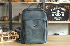 Cool Camel Leather Mens Travel Black Backpack Work 14 inches Brown Work Backpack For Men - imessengerbags