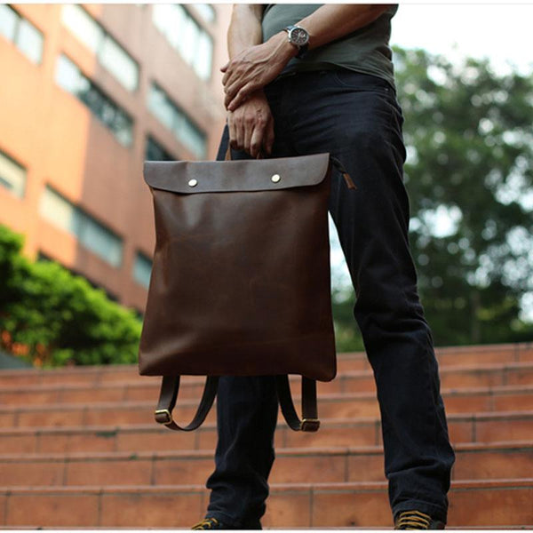 Cool Black Mens Leather Backpack Travel Backpacks School Backpacks for men - imessengerbags
