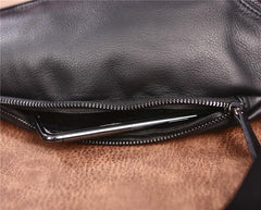 Cool Black Mens Leather One Shoulder Backpack Chest Bag Sling Bag Sling Crossbody Bag For Men - imessengerbags