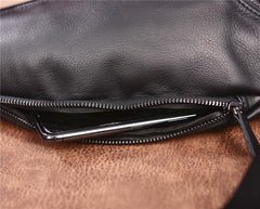Cool Black Mens Leather One Shoulder Backpack Chest Bag Sling Bag Sling Crossbody Bag For Men