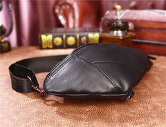 Cool Black Mens Leather One Shoulder Backpack Chest Bag Sling Bag Sling Crossbody Bag For Men - imessengerbags