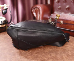 Cool Black Mens Leather One Shoulder Backpack Chest Bag Sling Bag Sling Crossbody Bag For Men - imessengerbags
