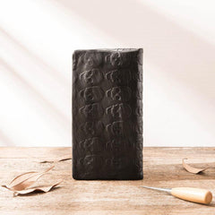 Cool Black Skull Leather Mens Long Wallet Long Wallet for Men - imessengerbags