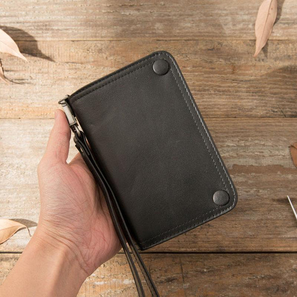 Cool Black Wristlet Wallet Leather Mens Long Wallet Long Wallet for Men - imessengerbags
