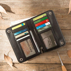 Cool Black Wristlet Wallet Leather Mens Long Wallet Long Wallet for Men - imessengerbags