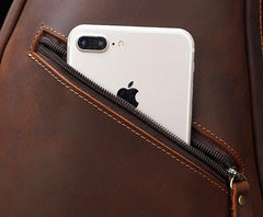 Cool Vintage Brown Leather Chest Bag Sling Bag Sling Crossbody Bag For Men - imessengerbags