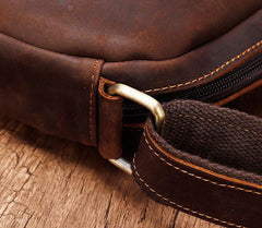 Cool Vintage Brown Leather Chest Bag Sling Bag Sling Crossbody Bag For Men - imessengerbags