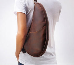 Cool Vintage Brown Leather Chest Bag Sling Bag Sling Crossbody Bag For Men - imessengerbags