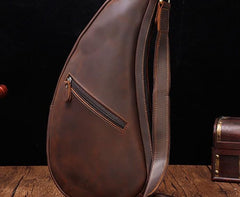Cool Vintage Brown Leather Chest Bag Sling Bag Sling Crossbody Bag For Men - imessengerbags