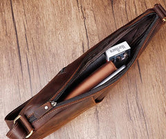 Cool Vintage Brown Leather Chest Bag Sling Bag Sling Crossbody Bag For Men - imessengerbags