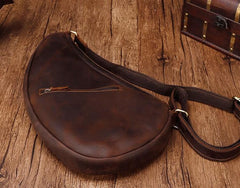 Cool Vintage Brown Leather Chest Bag Sling Bag Sling Crossbody Bag For Men - imessengerbags