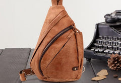 Cool Camel Black Leather Chest Bags Sling Bag Sling Crossbody Bag For Men