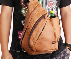 Cool Camel Black Leather Chest Bags Sling Bag Sling Crossbody Bag For Men