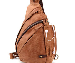 Cool Camel Black Leather Chest Bags Sling Bag Sling Crossbody Bag For Men