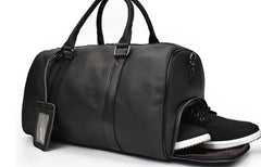 Cool Black Coffee Leather Men Barrel Overnight Bags Travel Bags Weekender Bags For Men