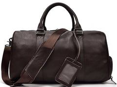 Cool Black Coffee Leather Men Barrel Overnight Bags Travel Bags Weekender Bags For Men