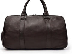 Cool Black Coffee Leather Men Barrel Overnight Bags Travel Bags Weekender Bags For Men