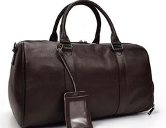 Cool Black Coffee Leather Men Barrel Overnight Bags Travel Bags Weekender Bags For Men