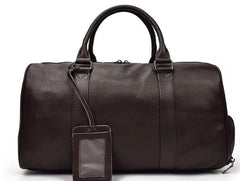 Cool Black Coffee Leather Men Barrel Overnight Bags Travel Bags Weekender Bags For Men