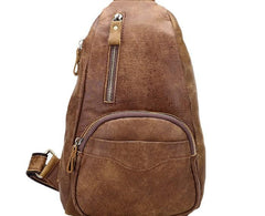 Cool Black and Brown Mens Leather Chest Bag Sling Bag Sling Crossbody Bag For Men