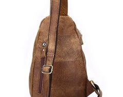 Cool Black and Brown Mens Leather Chest Bag Sling Bag Sling Crossbody Bag For Men