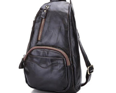 Cool Black and Brown Mens Leather Chest Bag Sling Bag Sling Crossbody Bag For Men