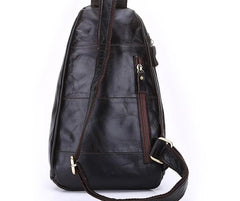 Cool Black and Brown Mens Leather Chest Bag Sling Bag Sling Crossbody Bag For Men