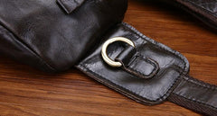 Cool Black and Brown Mens Leather Chest Bag Sling Bag Sling Crossbody Bag For Men