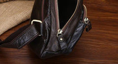 Cool Black and Brown Mens Leather Chest Bag Sling Bag Sling Crossbody Bag For Men