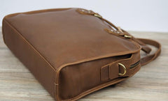 Cool Brown Coffee Leather Mens Briefcase 12inch Work Handbag Business Bag for Men - imessengerbags