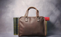 Cool Brown Coffee Leather Mens Briefcase 12inch Work Handbag Business Bag for Men - imessengerbags