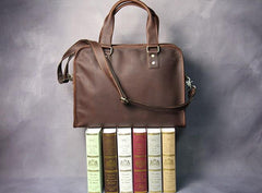 Cool Brown Coffee Leather Mens Briefcase 12inch Work Handbag Business Bag for Men - imessengerbags