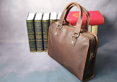 Cool Brown Coffee Leather Mens Briefcase 12inch Work Handbag Business Bag for Men - imessengerbags
