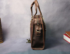 Cool Brown Coffee Leather Mens Briefcase 12inch Work Handbag Business Bag for Men - imessengerbags