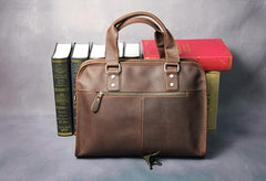 Cool Brown Coffee Leather Mens Briefcase 12inch Work Handbag Business Bag for Men - imessengerbags