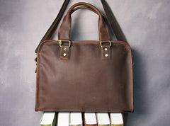 Cool Brown Coffee Leather Mens Briefcase 12inch Work Handbag Business Bag for Men - imessengerbags