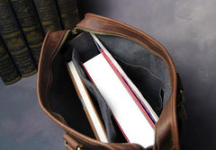 Cool Brown Coffee Leather Mens Briefcase 12inch Work Handbag Business Bag for Men - imessengerbags