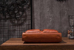 Cool Brown Coffee Leather Mens Briefcase 14inch Laptop Bag Work Handbag Business Bag for Men - imessengerbags