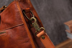 Cool Brown Coffee Leather Mens Briefcase 14inch Laptop Bag Work Handbag Business Bag for Men - imessengerbags